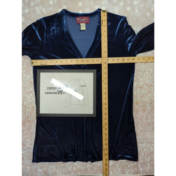 Vintage Denim & Co Size S Womens Blue Stretch Velvet Long Sleeve Top - Picture 4 of 6
